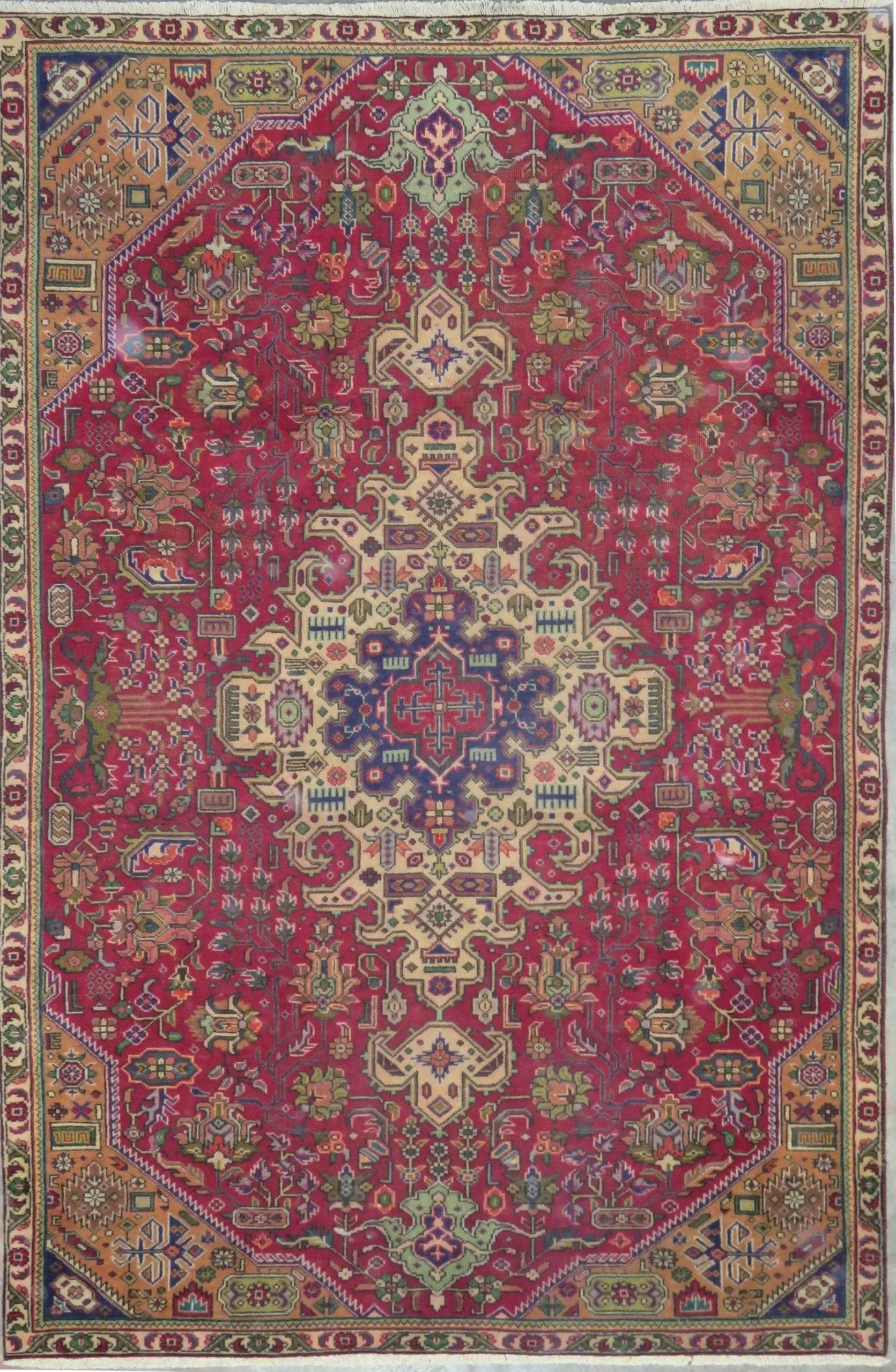 Hand-Knotted Persian Wool Rug _ Luxurious Vintage Design, 7'5" x 5'0", Artisan Crafted